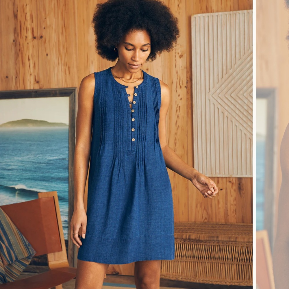 Faherty Blue Sleeveless Dress